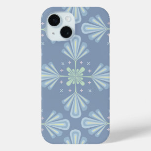 Coque Pour iPhone 15 Motif Abstrait Floral Bleu