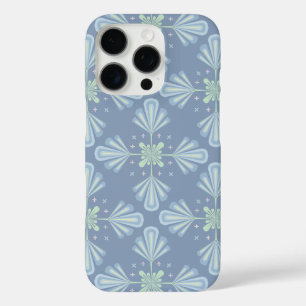 Coques iPhone 16 Pro Motif Abstrait Floral Bleu