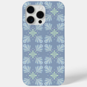 Coque iPhone 15 Pro Max Motif Abstrait Floral Bleu