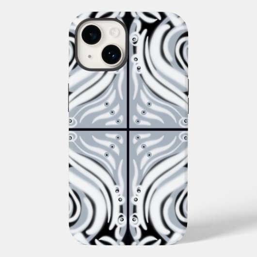 Coques Case-Mate iPhone Motif Abstrait gris noir blanc (Verso)