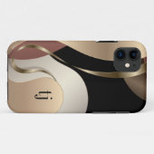 Coques Case-Mate iPhone Motif Abstrait métallique moderne avec Monogramme (Dos (Horizontal))