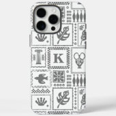 Coques Case-Mate iPhone Motif Abstrait Moderne Gris Blanc Monogramme (Verso)