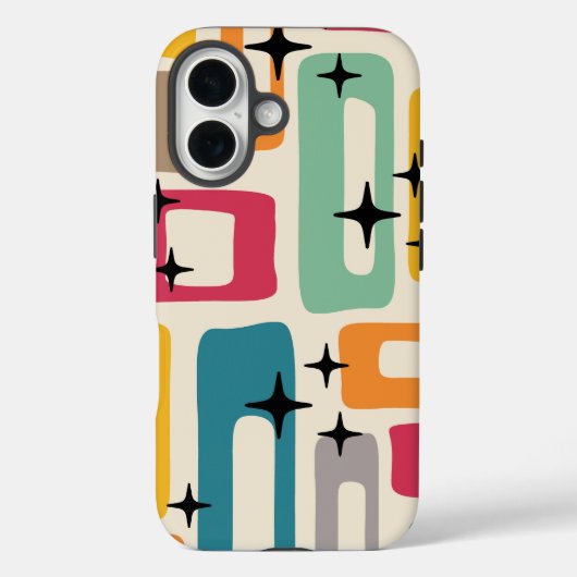 Coques Case-Mate iPhone Motif Abstrait moderne rétro du milieu du siècle (Verso)