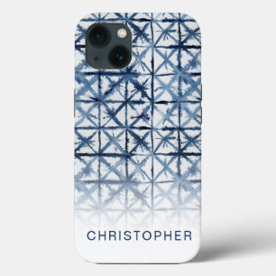 Case-Mate iPhone Case Motif Abstrait moderne Shibori bleu et blanc