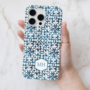 Coque iPhone 15 Pro Max Motif Abstrait Monogrammé Personnalisé