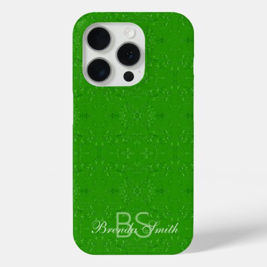 Coques Case-Mate iPhone Motif Abstrait Monogrammé Personnalisé Vert ressor (Verso)