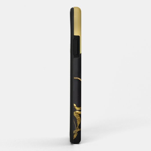 Coques Case-Mate iPhone Motif Abstrait noir et or (Dos/Droite)