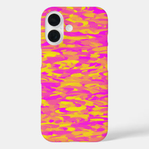Coques iPhone 16 Motif Abstrait rose jaune orange