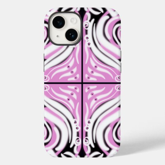 Coques Case-Mate iPhone Motif Abstrait rose noir blanc (Verso)