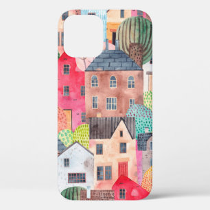 Case-Mate iPhone Case Motif abstrait sans couture avec des maisons. Aqua