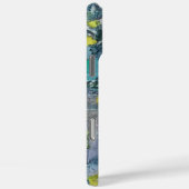 Coques Case-Mate iPhone Motif abstrait vert monogramme gris bleu (Verso / Droite)