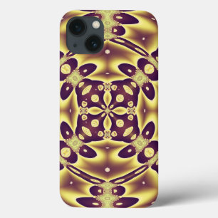 iPhone 13 Case Motif Abstrait Violet Or Luxueux Marocain