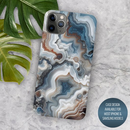 Coques Case-Mate iPhone Motif agate quartz bleu marron gris blanc élégant
