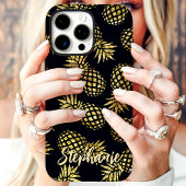 Coques Case-Mate iPhone Motif Ananas Doré Nom Personnalisé