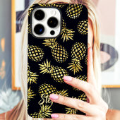 Coques Case-Mate iPhone Motif Ananas Doré Nom Personnalisé