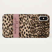 Coques Case-Mate iPhone Motif animal, brun, rose, monogramme (Dos (Horizontal))