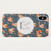 Coques Case-Mate iPhone Motif animal de renard orange mignon Monogramme (Dos (Horizontal))