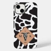 Coques Case-Mate iPhone Motif animal noir et blanc Vache tache Monogramme (Verso)
