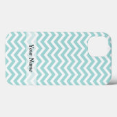 Coques Case-Mate iPhone Motif Aqua et chevron gris (Verso (horizontal))