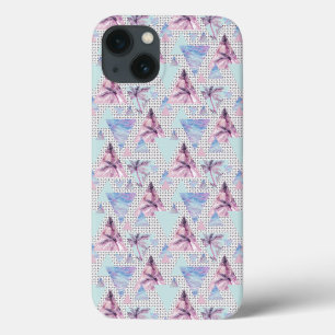 Coques Pour iPhone Motif Aquarelle rose et bleu palmier