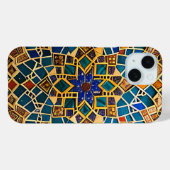 Coques Case-Mate iPhone Motif arabe en beige et bleu turquoise (Verso (horizontal))