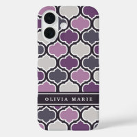 Motif arabesque violet foncé Nom personnalisé