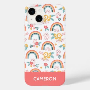 Coque Pour iPhone 14 Motif arc-en-ciel fleuri coloré