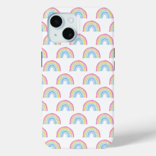 Coque Pour iPhone 15 Motif arc-en-ciel Pastel