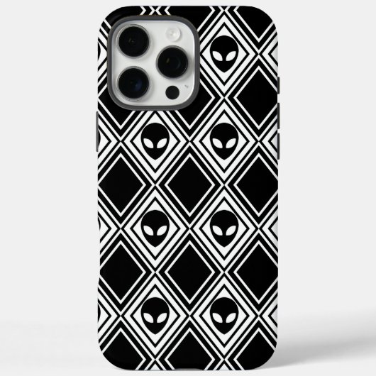 Coques Case-Mate iPhone Motif Argyle Alien Noir et Blanc (Verso)