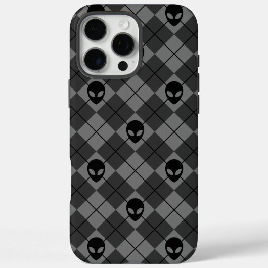 Coques Case-Mate iPhone Motif Argyle Alien Noir et Gris (Verso)
