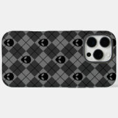 Coques Case-Mate iPhone Motif Argyle Alien Noir et Gris (Verso (horizontal))