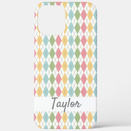 Coques Case-Mate iPhone Motif Argyle Pastel Personnalisé (Verso)