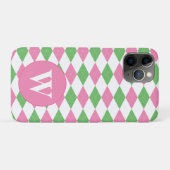 COQUES Case-Mate iPhone MOTIF ARGYLE ROSE VERT MONOGRAMME (Dos (Horizontal))