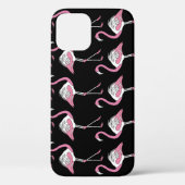 Coques Case-Mate iPhone Motif Arrière - plan Flamant rose textile noir (Verso)