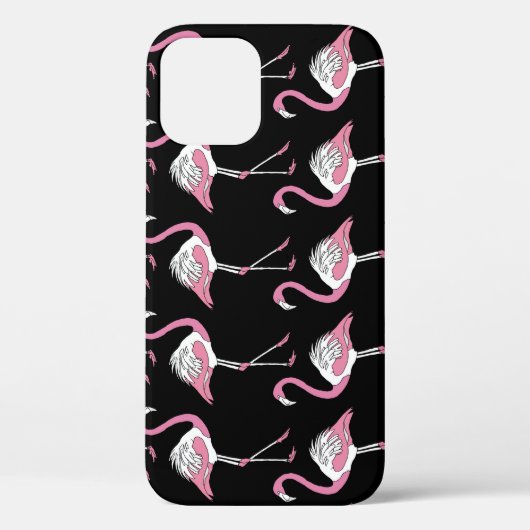 Coques Case-Mate iPhone Motif Arrière - plan Flamant rose textile noir (Verso)
