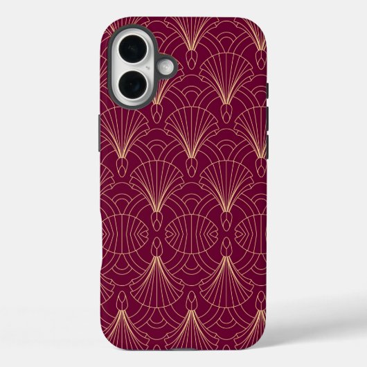 Coques Case-Mate iPhone Motif Art Déco avec éventails géométriques dorés (Verso)