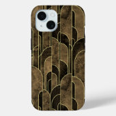 Coques Case-Mate iPhone Motif Art déco Brown et or riche (Verso)