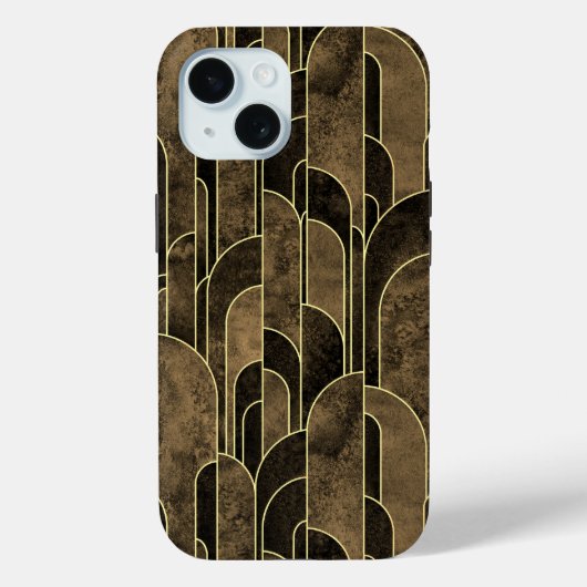 Coques Case-Mate iPhone Motif Art déco Brown et or riche (Verso)