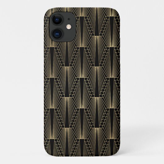 Coques Case-Mate iPhone Motif art déco noir et or (Dos)