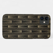 Coques Case-Mate iPhone Motif art déco noir et or (Dos (Horizontal))