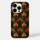 Coques Case-Mate iPhone Motif Art déco or et rouge sur noir (Verso)