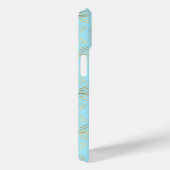 Coques Case-Mate iPhone Motif Art Déco, Or & Pale Blue, Nom du script (Verso / Droite)