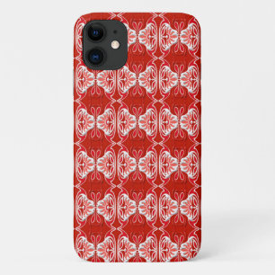Coque iPhone 11 Motif Art Déco - rouge et blanc