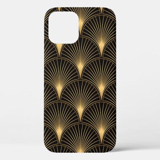 Coques Case-Mate iPhone Motif Art déco. Simples grappes noir et or (Verso)