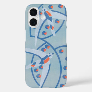 Coques iPhone 16 Motif Art Déco vintage de jazz Pochoir Oiseaux Ani
