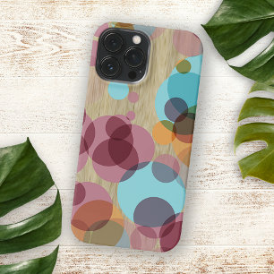 Coque iPhone 15 Pro Max Motif artistique à pois colorés sur un faux grain