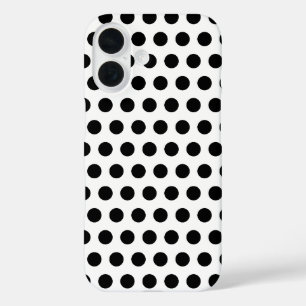Coques iPhone 16 Motif artistique classique à pois noir et blanc