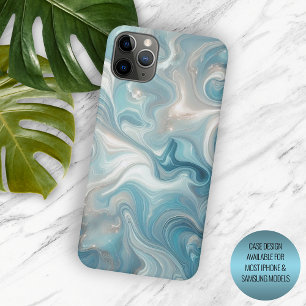 Coque iPhone 15 Pro Max Motif artistique en marbre bleu sarcelle turquoise
