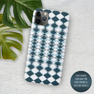 Case-Mate iPhone Case Motif artistique en mosaïque de carrés gris bleu s