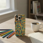 Coques Case-Mate iPhone Motif aux tons pastel bleu et jaune élégant